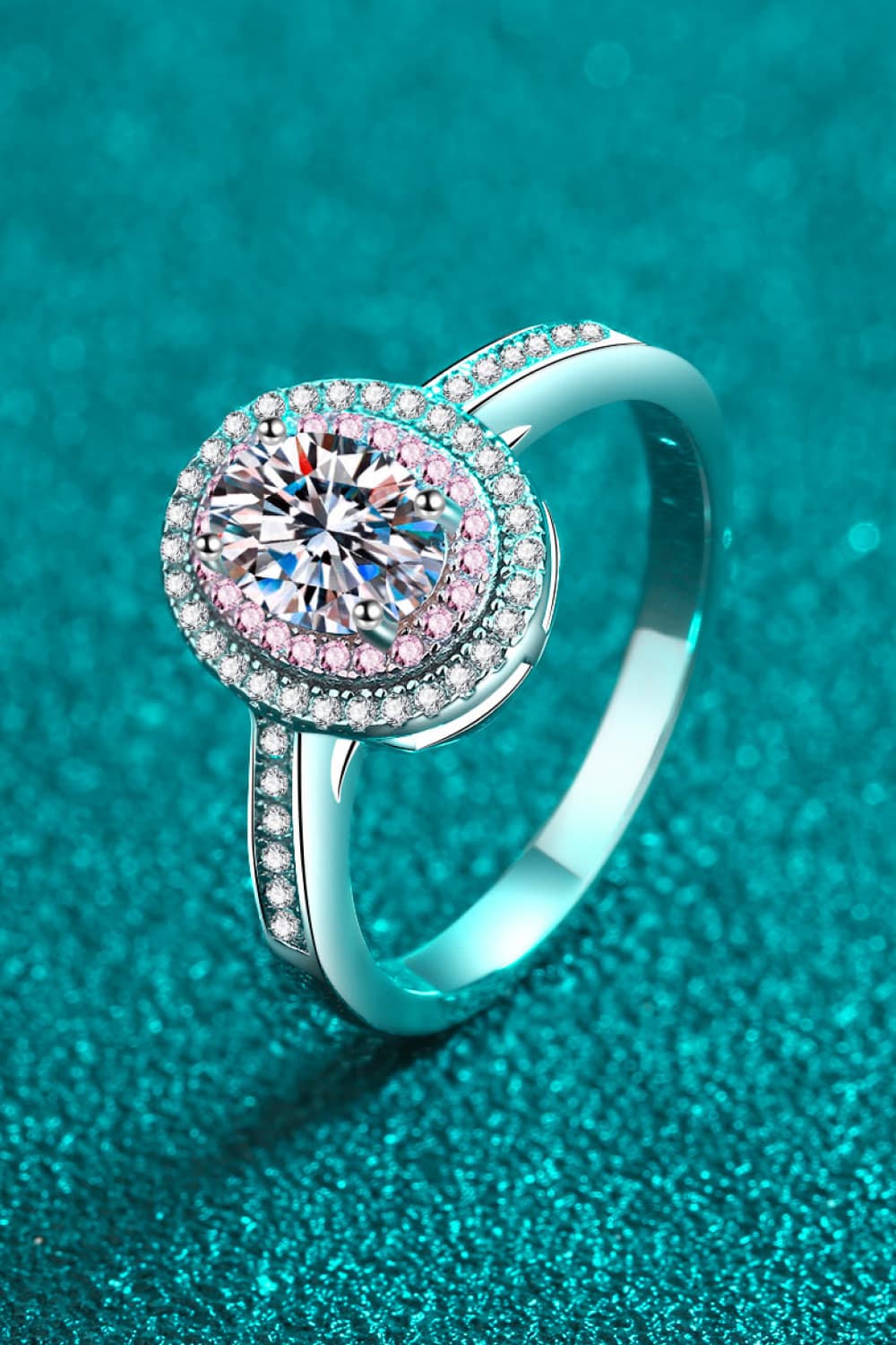 1 Carat Moissanite 925 Sterling Silver Halo Ring.