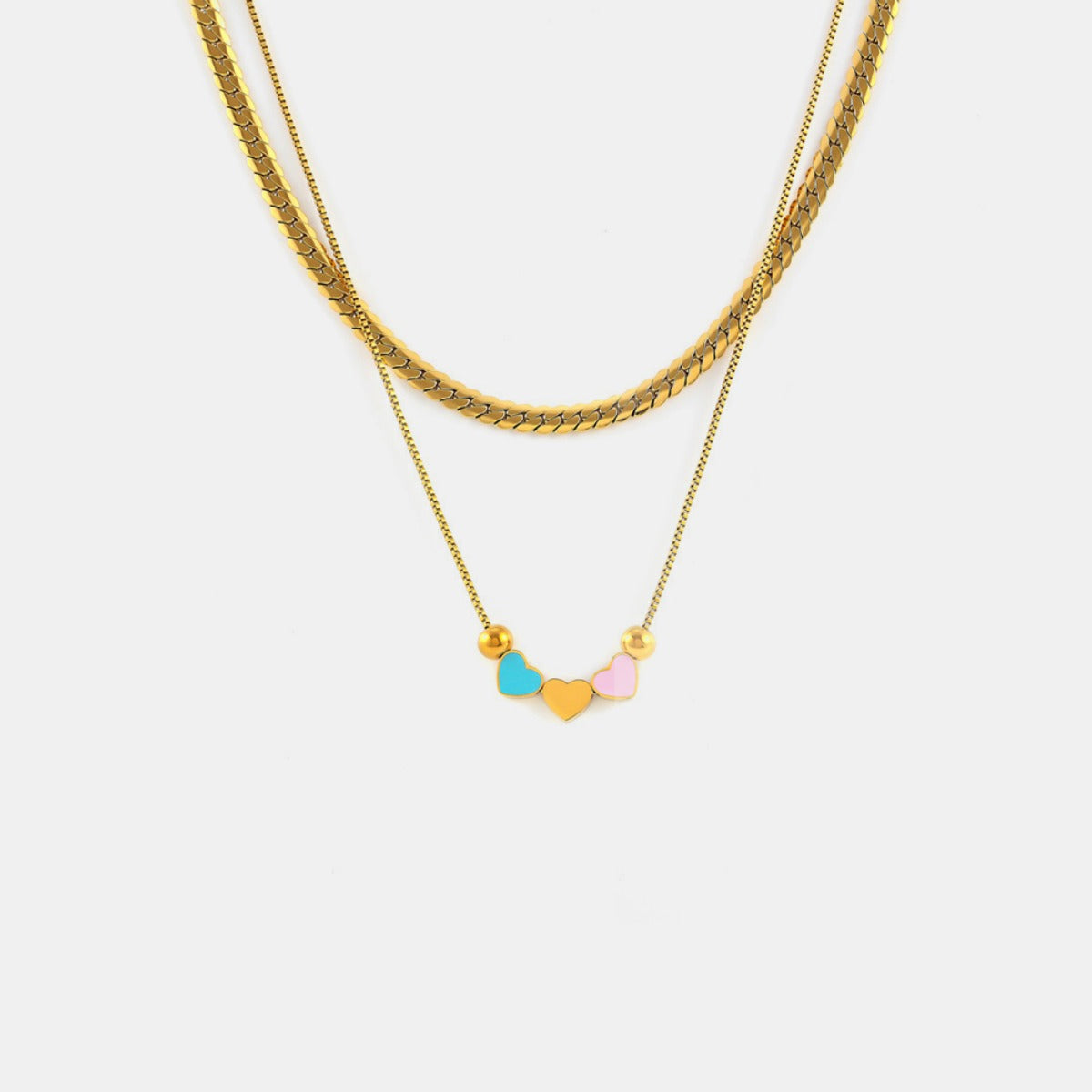 18K Gold-Plated Double Layered Heart Necklace.