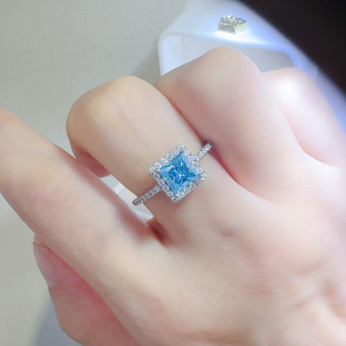 2 Carat Moissanite 925 Sterling Silver Square Shape Ring.