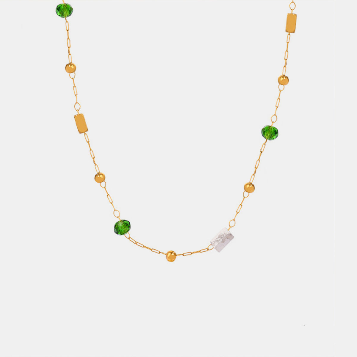 Titanium Steel Gold-plated Bead Necklace.