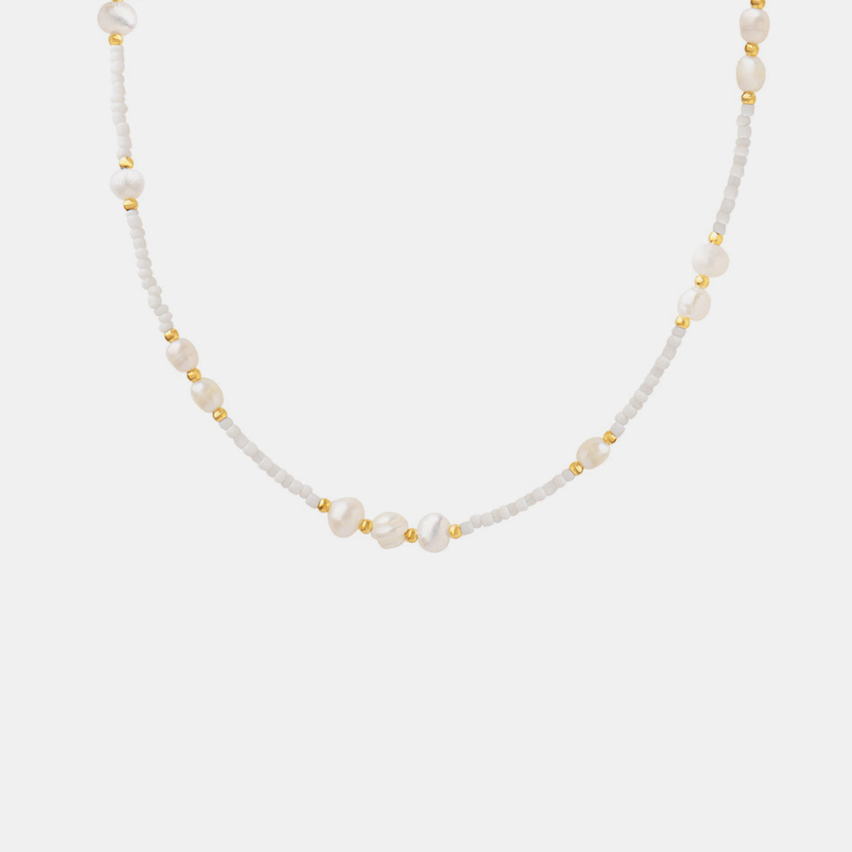 Titanium Steel Glass Bead Pearl Necklace.