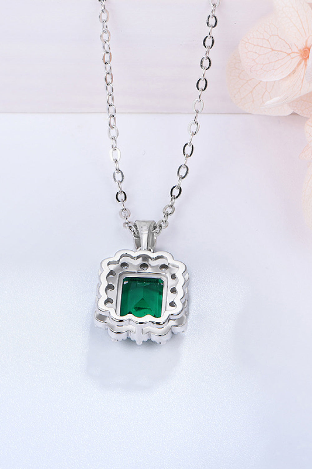 1.5 Carat Lab-Grown Emerald Pendant 925 Sterling Silver Necklace.
