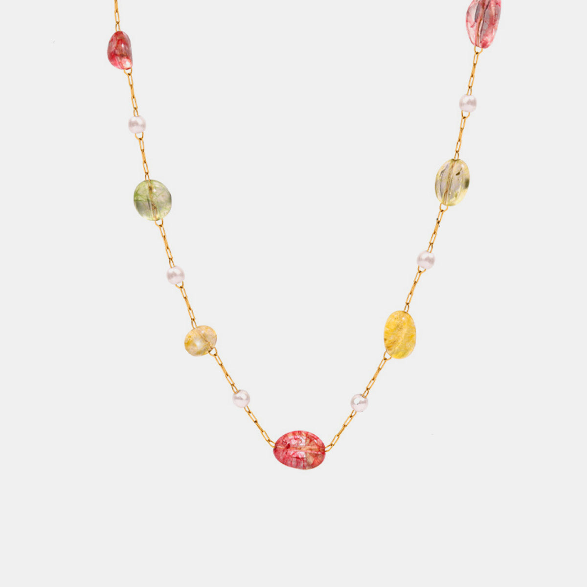 Titanium Steel Gold-plated Bead Necklace.
