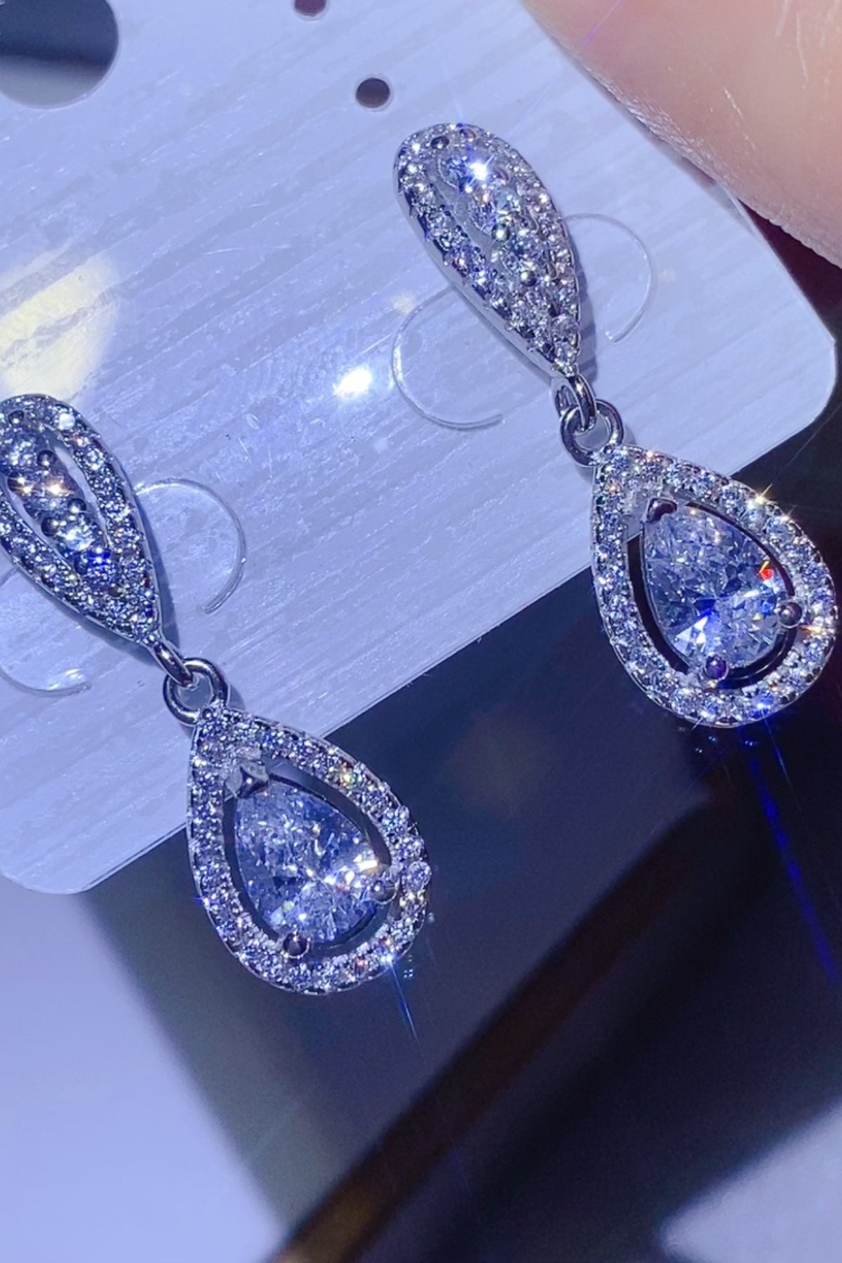 2 Carat Moissanite 925 Sterling Silver Teardrop Earrings.