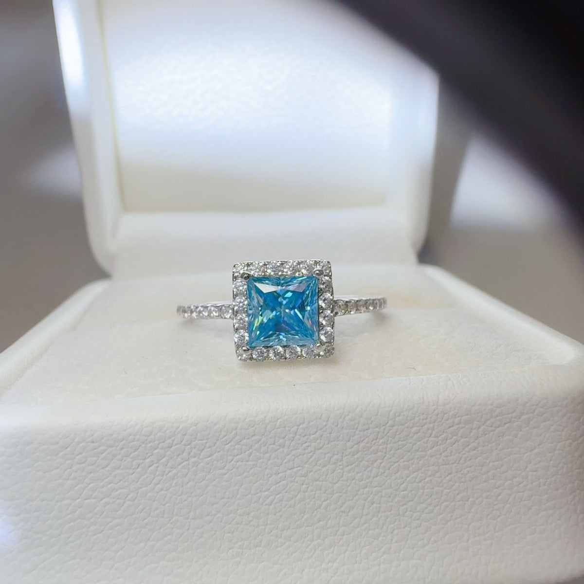 2 Carat Moissanite 925 Sterling Silver Square Shape Ring.