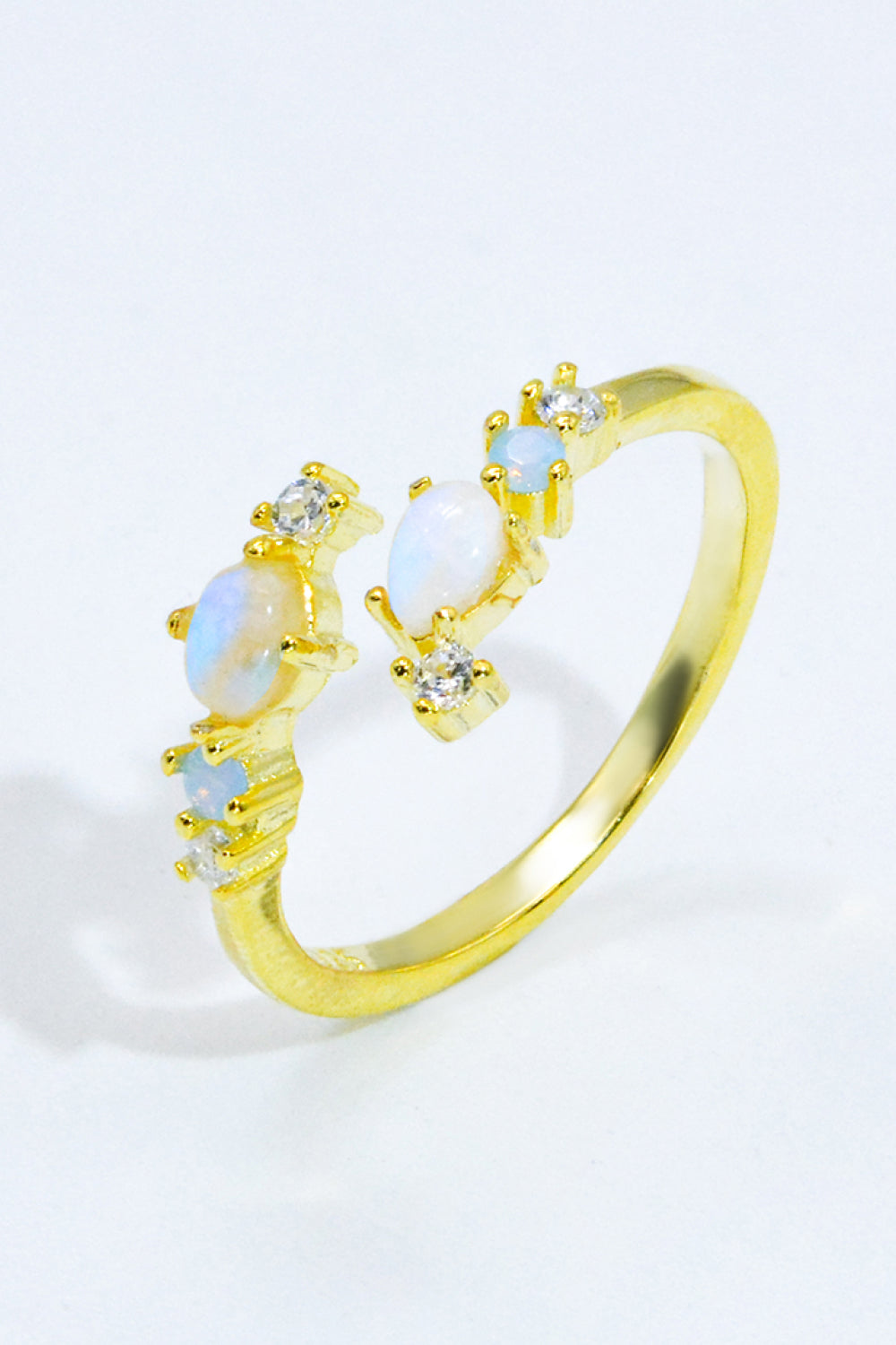 Natural Moonstone and Zircon Open Ring.