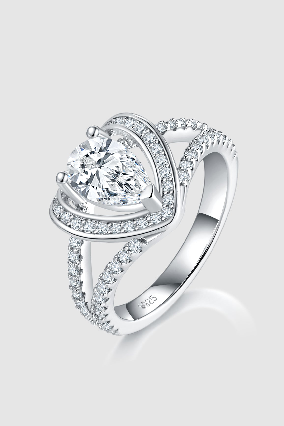 1 Carat Moissanite 925 Sterling Silver Heart Ring.