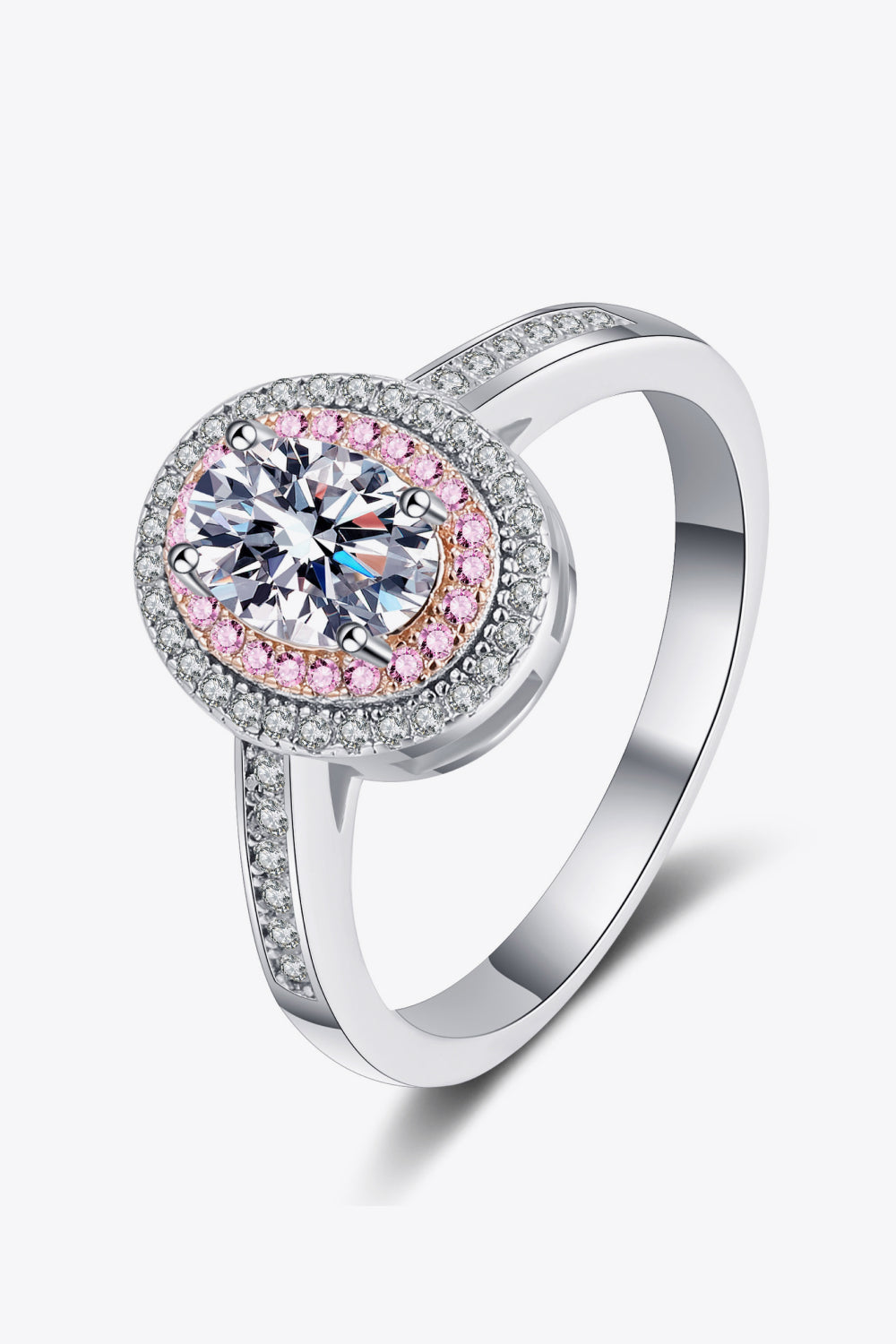 1 Carat Moissanite 925 Sterling Silver Halo Ring.