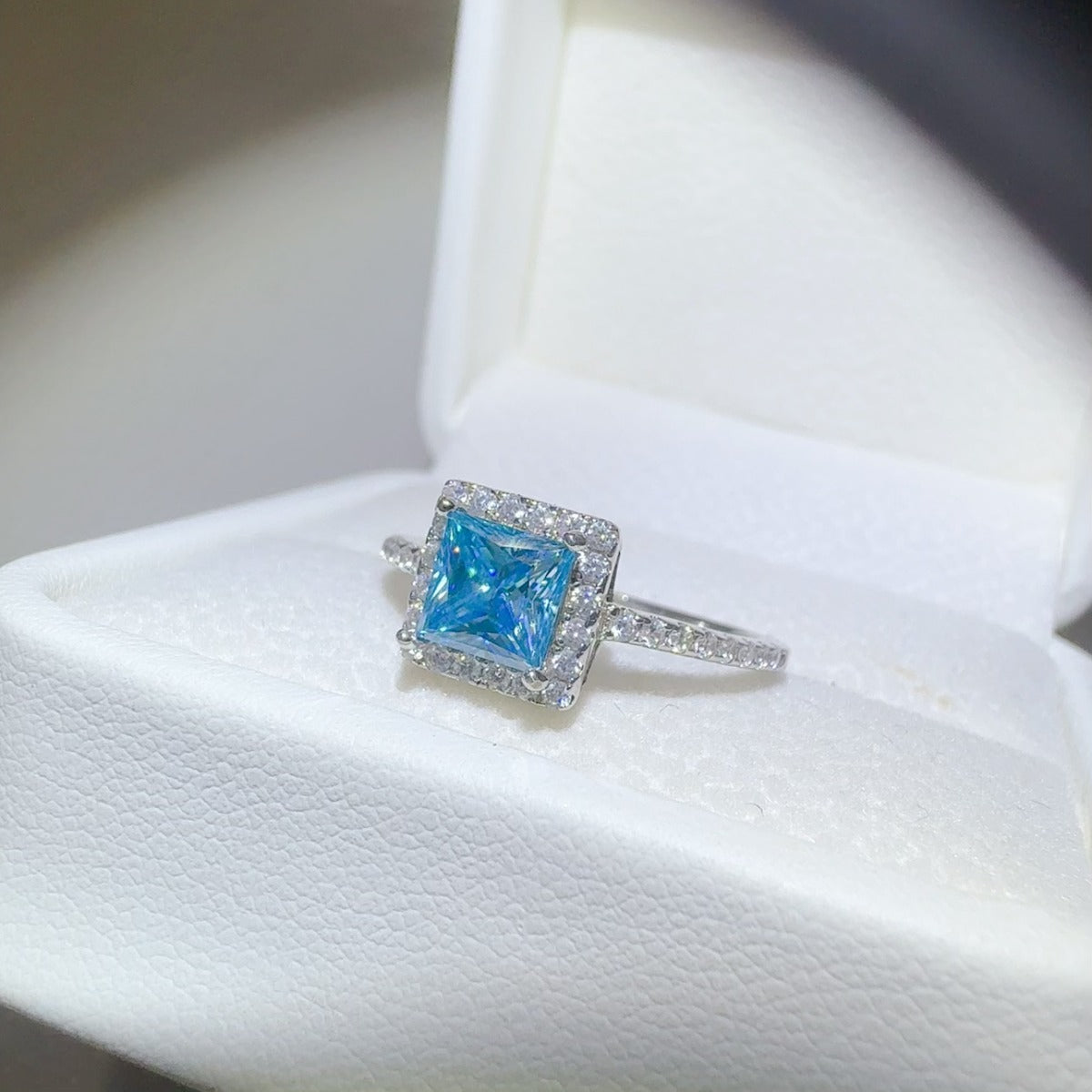 2 Carat Moissanite 925 Sterling Silver Square Shape Ring.