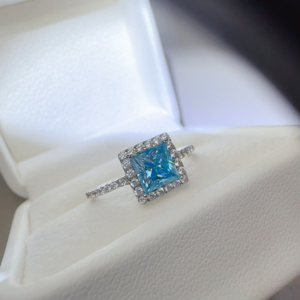 2 Carat Moissanite 925 Sterling Silver Square Shape Ring.