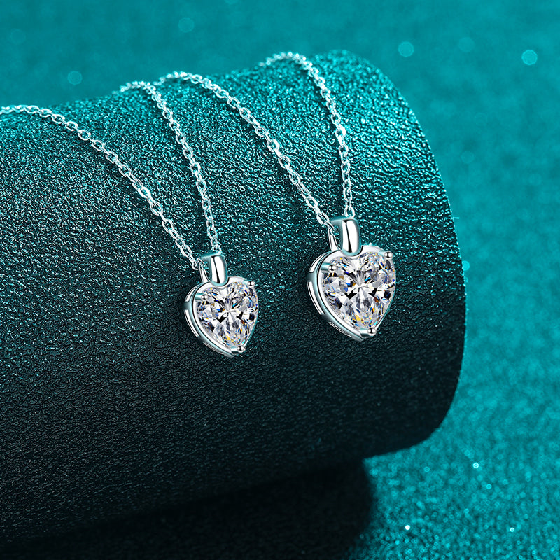 2 Carat Moissanite 925 Sterling Silver Heart Shape Necklace.