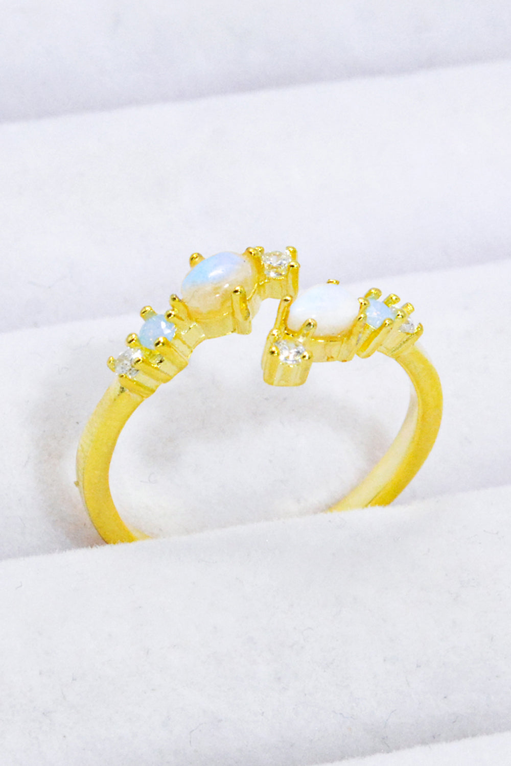 Natural Moonstone and Zircon Open Ring.