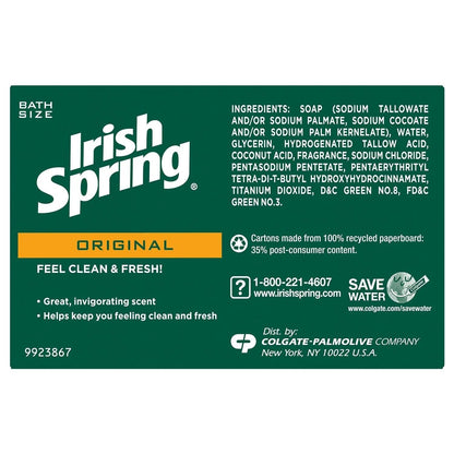 IRISH SPRING BAR SOAP, 4 OZ, ORIGINAL WITH LINSEED OIL