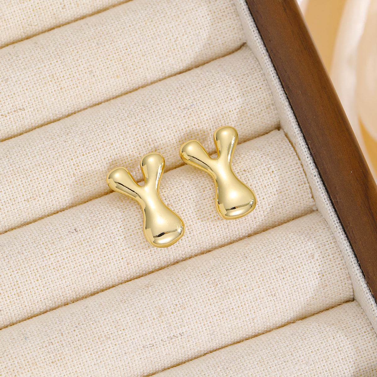 18K Gold-Plated Bubble Letter Stud Earrings.