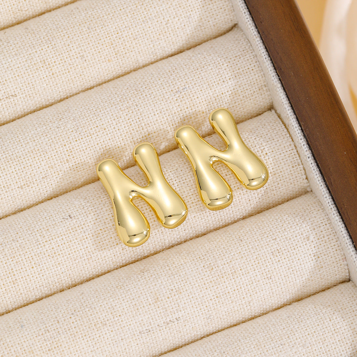 18K Gold-Plated Bubble Letter Stud Earrings.