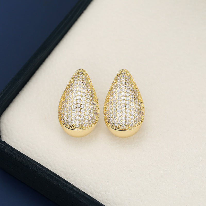 18K Gold-Plated Zircon Teardrop Earring.