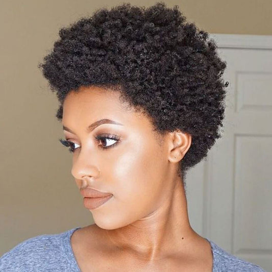 Afro curly Ful Wigs Short Pixie Cut Wig Curly Human Hair Wigs For Black Womenharryexpresse.com harry'zBOUTIQUE8 Inchesnatural color