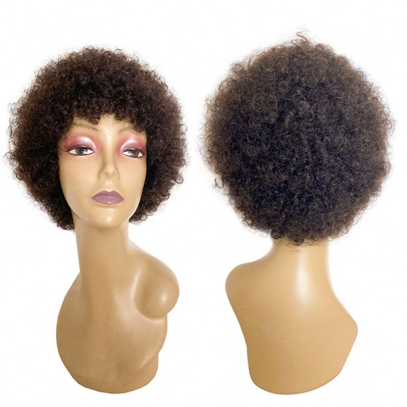 Afro curly Ful Wigs Short Pixie Cut Wig Curly Human Hair Wigs For Black Womenharryexpresse.com harry'zBOUTIQUE8 Inchesnatural color