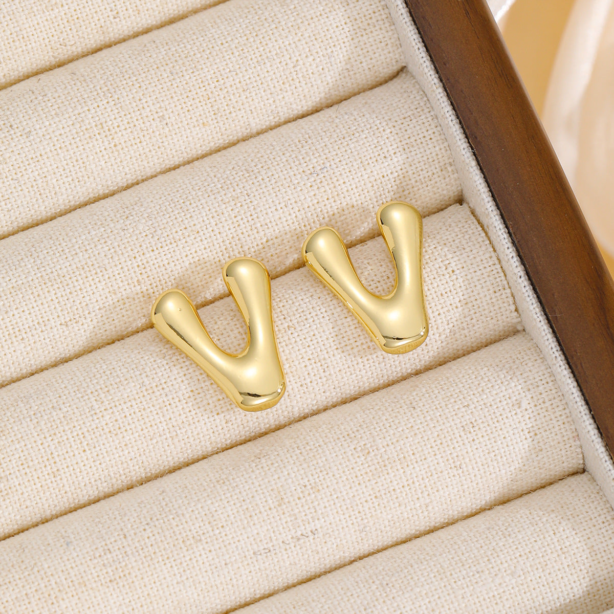 18K Gold-Plated Bubble Letter Stud Earrings.