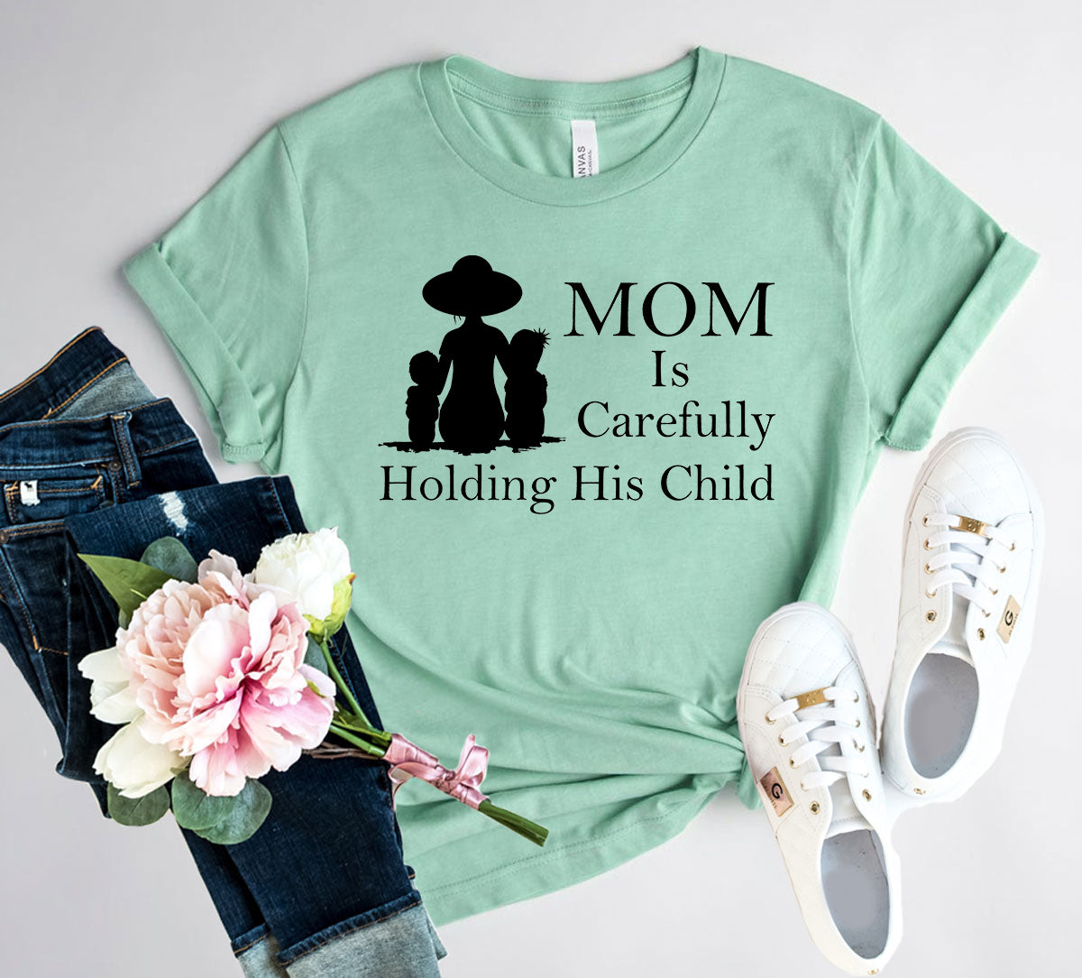 Mom Is Carefully Holding His Child Shirt