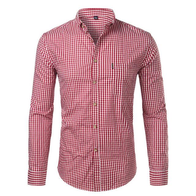 Mens Plaid Cotton Casual Slim Fit Long Sleeve Button Down Dress Shirts 2022 Fashion Men Work Business Brand Shirt Chemise Homme - Image #8