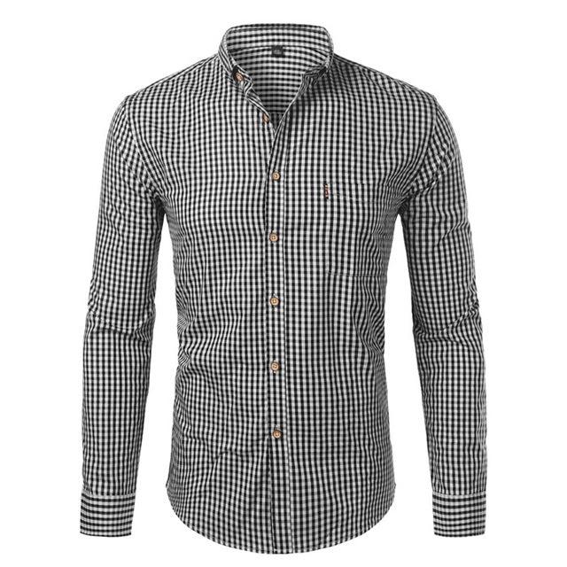 Mens Plaid Cotton Casual Slim Fit Long Sleeve Button Down Dress Shirts 2022 Fashion Men Work Business Brand Shirt Chemise Homme - Image #1
